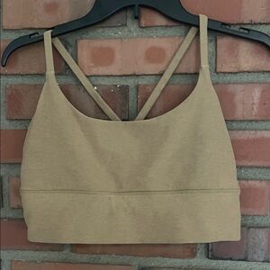 Vuori Tan Strappy sports bra large golden white cream trim